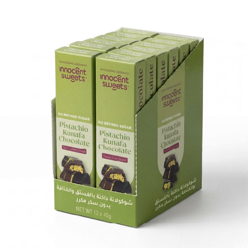 Pistachio Kunafa Dark Chocolate Bar - No-Added Sugar - 45g by Innocent Sweets